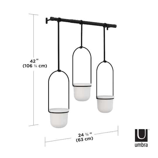 Umbra White & Black Triflora Hanging Planter Set